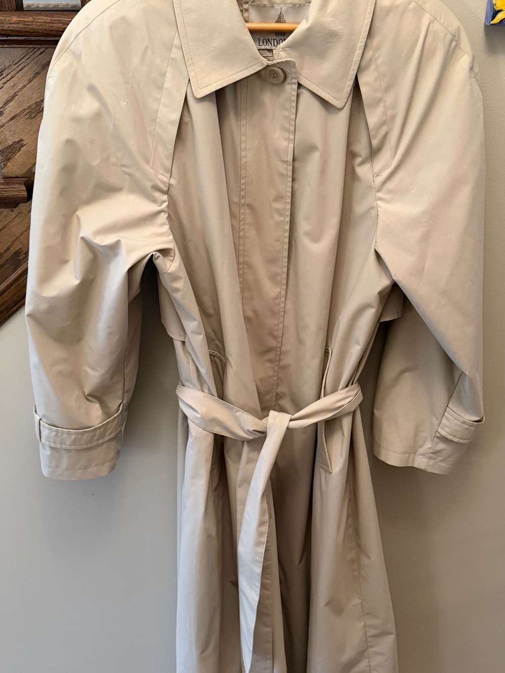 London Fog Beige Trench Coat - Classic Belted Women's Coat size 12